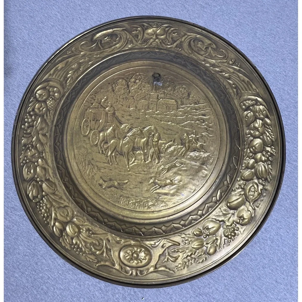 Vintage English Brass Charger Plate 23